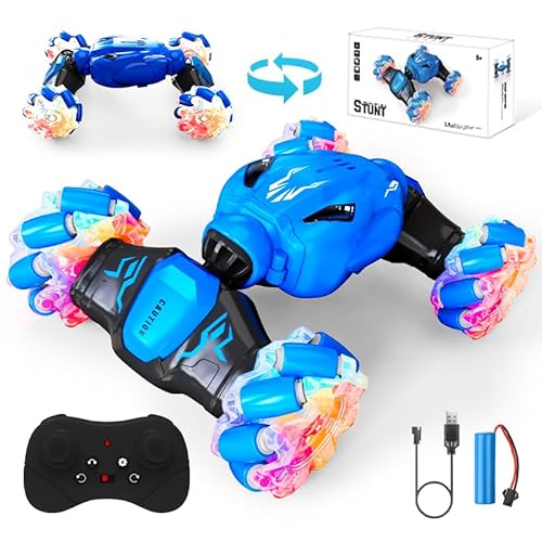 wekoliy Remote Control Car for Boys 4-7 2.4ghz 4WD Rc Car 360° Rotate Transform Drift with Lights,All Terrains Rc Stunt Car Toys for Boys 6-8 8-12 Birthday