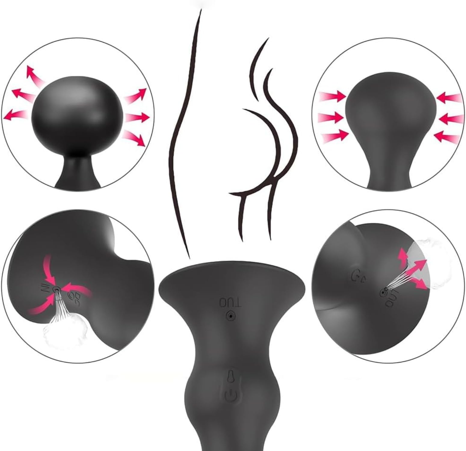 Plug anale vibrante gonfiabile, 10 modalità di vibrazione, con telecomando, pallina in silicone, stimolazione della prostata, sex toy universale