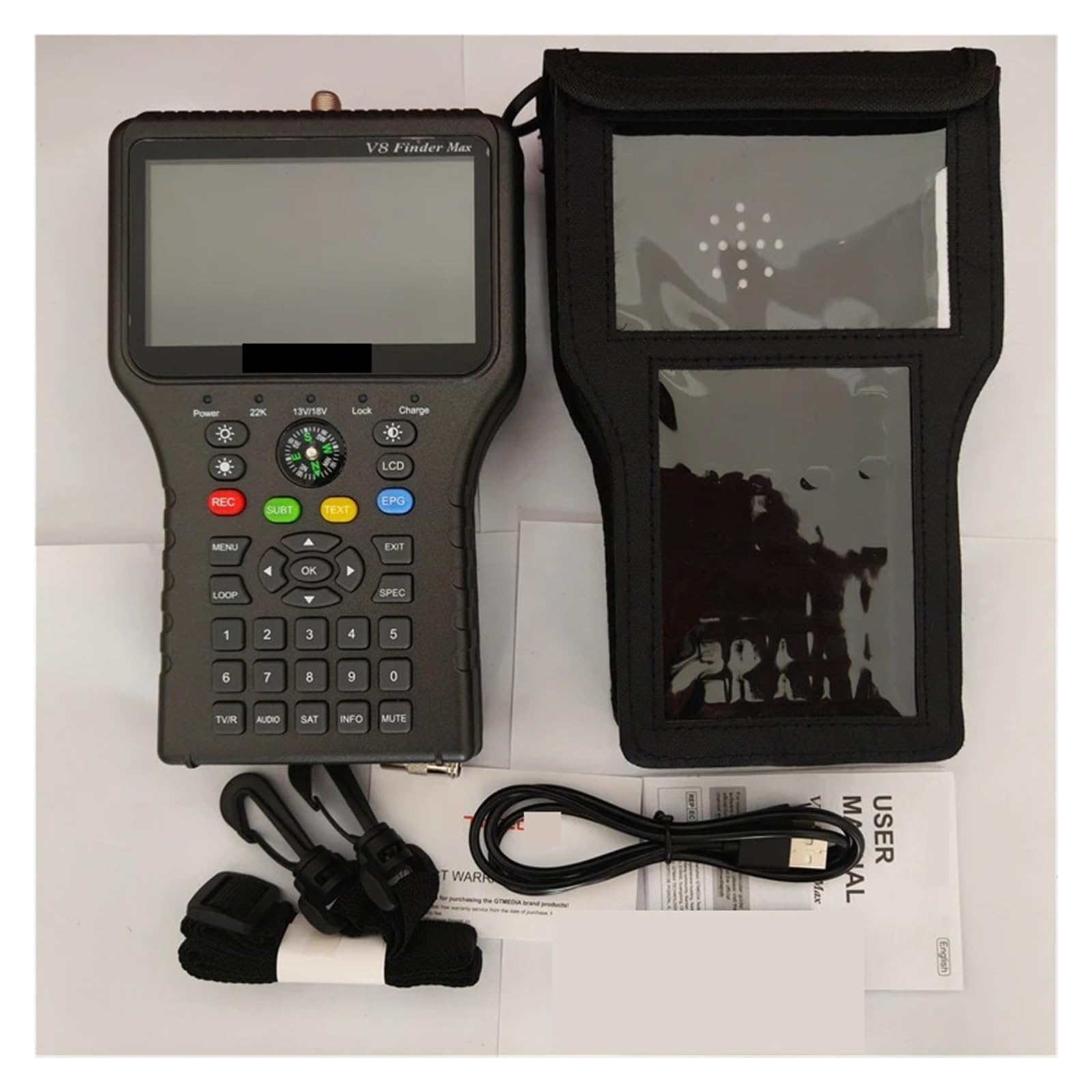 Buscador de satélites, V8 Finder MAX DVB-S/S2/S2X H.264/H.265 Detector De Señal TV Vía Satélite,Medición de señal Sat