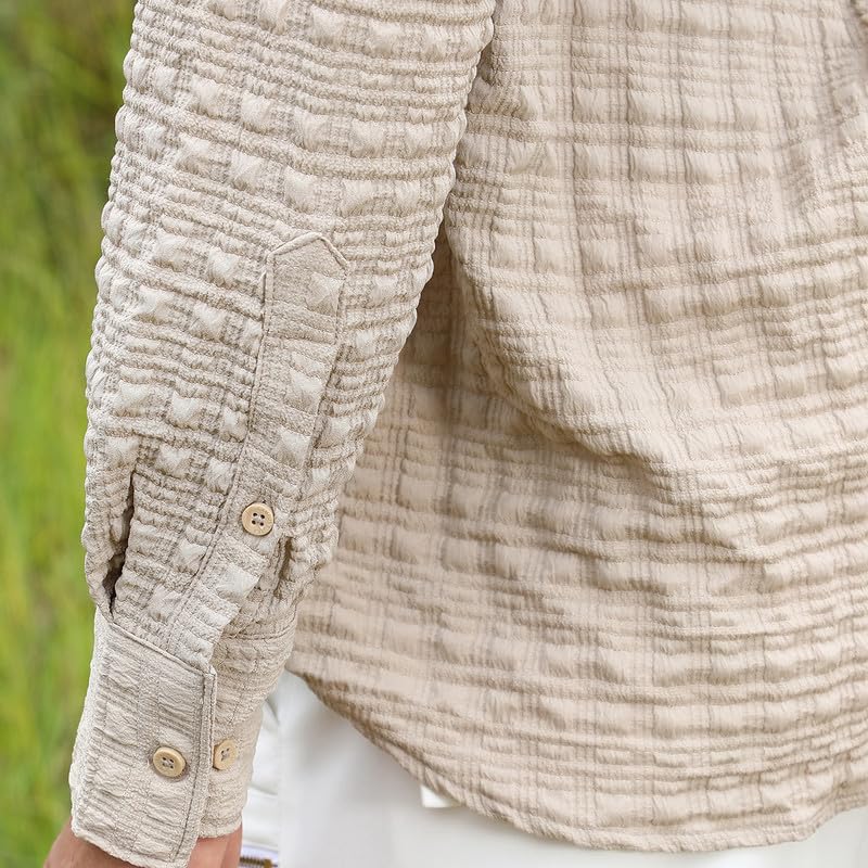 Image of CAHOOT Men's Solid Utility Shirt | Casual Wear | Spread Collar | Long Sleeve | Button Closure | Shirt Crafted with Comfort Fit for Everyday Wear