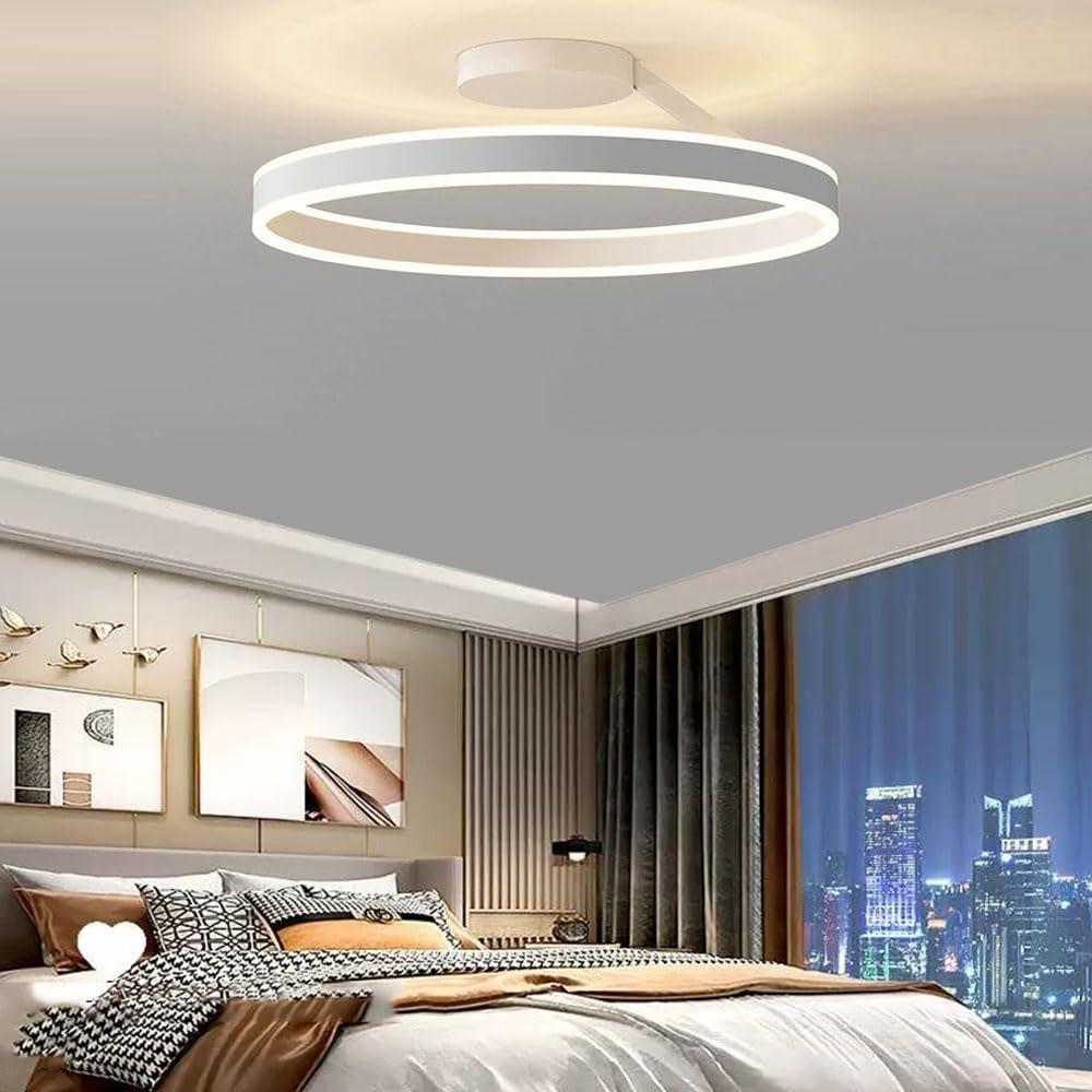 Qcyuui Dimmable LED Ceiling Light Modern Acrylic Linear LED Ceiling Lamp 39.4in Semi Flush Mount Wraparound Shape Lighting Fixture With Remote Control For Kitchen Dining Room (48W/3000-6500K - View #2