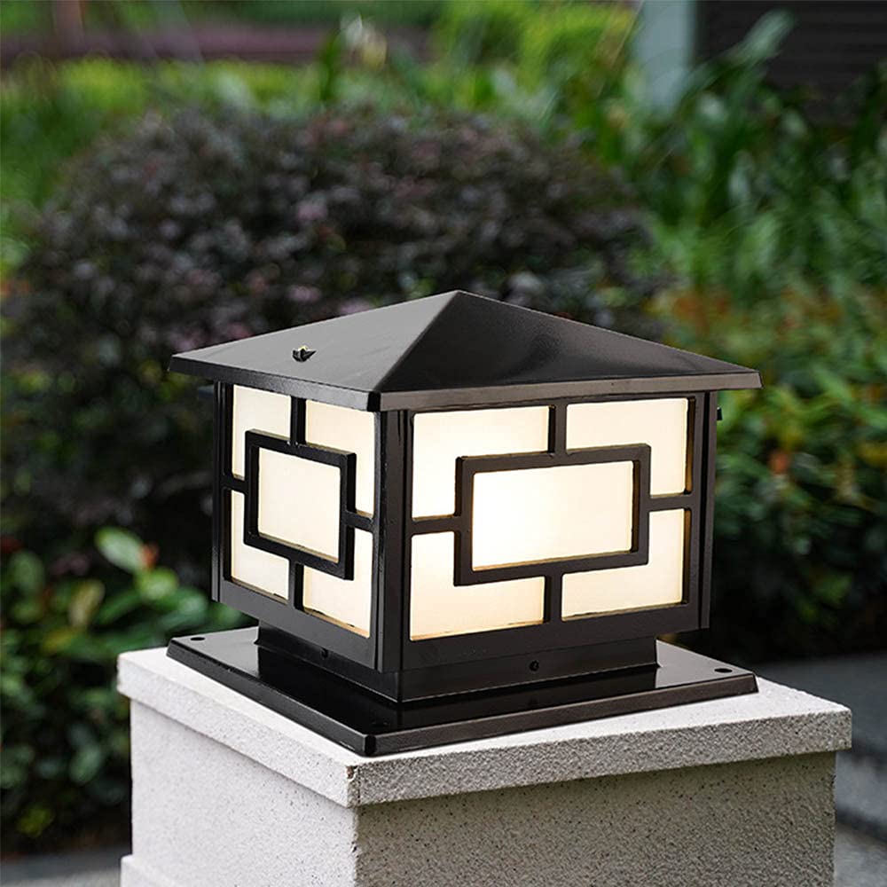 E27 Luminaire d'extérieur à plinthes,Lampe de Poteau Extérieur Pilier étanche Lanterne résistant aux intempéries luminaire à chemin lumineux Luminaire d'extérieur lampe à colonne,Noir