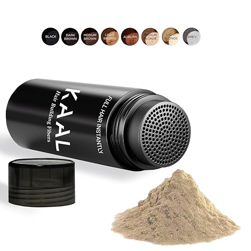 Miniatura 1 de KAAL Fibra capilar, fibras capilares para adelgazar el cabello para mujeres y hombres, (0.97 onzas, rubio medio), fibras de construcción del