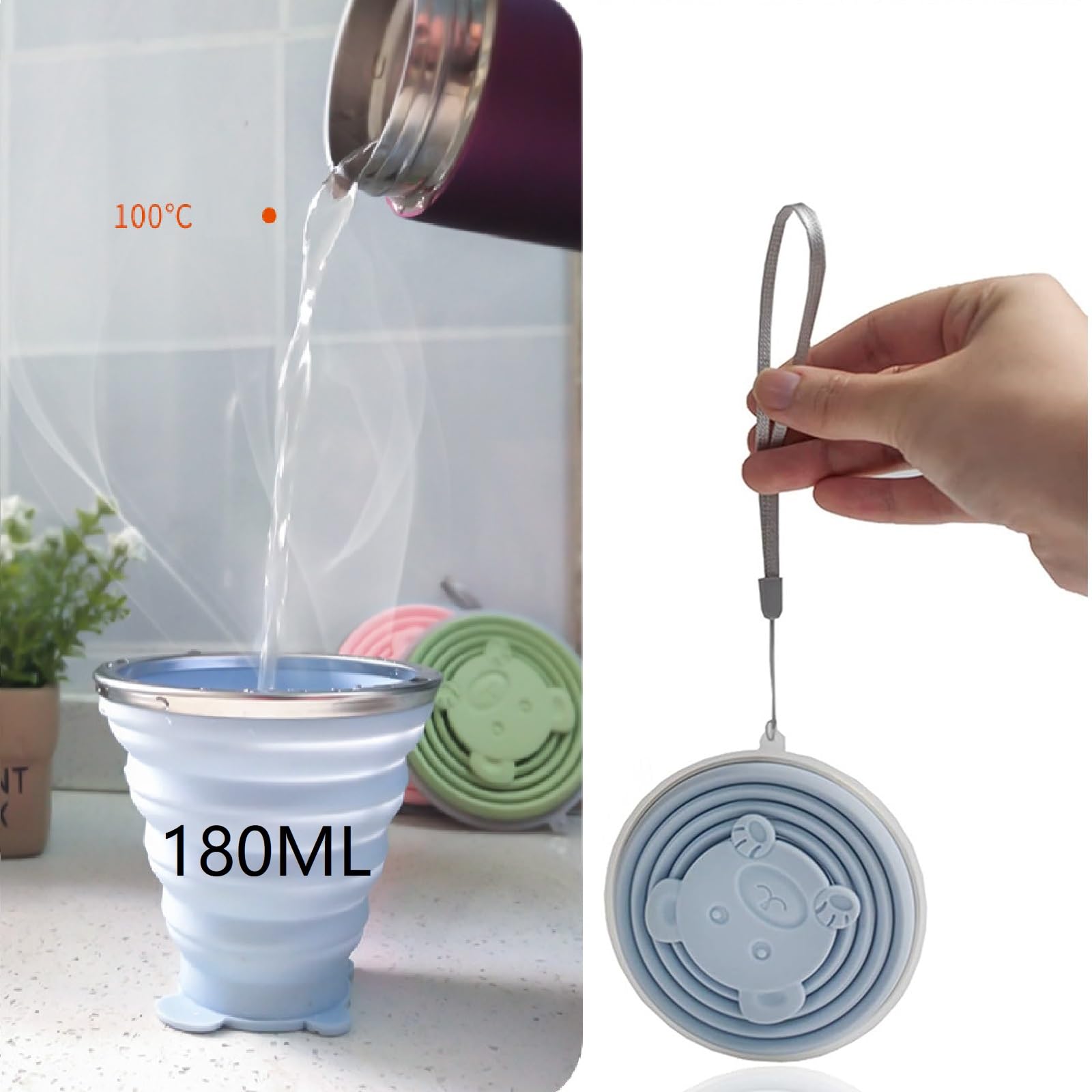 JackWish Tasse De Voyage Pliable En Silicone - 270ml, Réutilisable Pour Café Et Boissons Chaudes