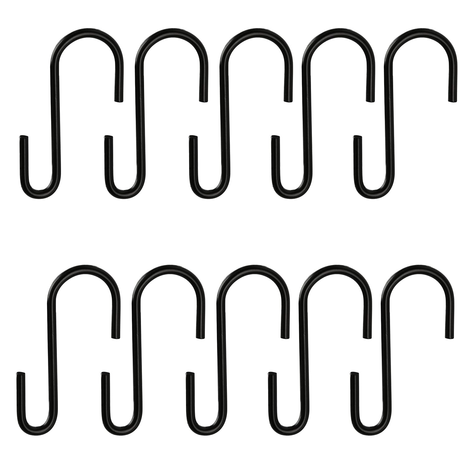 Pack of 10 S Hooks, Stainless Steel Hooks for Hanging,Small Heavy Duty, Hanging for Kitchen, Bathroom, Bedroom and Office (Black)
