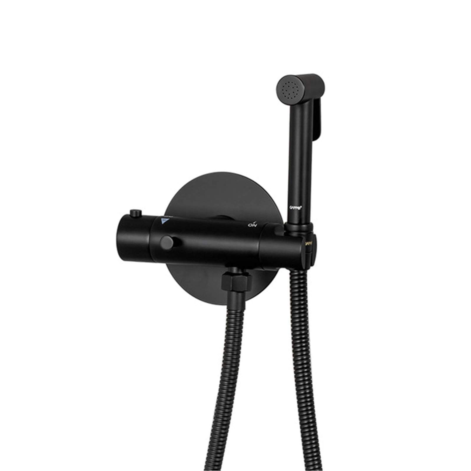 Czarny kran bidetowy z mosiądzu, bateria natryskowa do toalety, bidet, prysznic, toaleta, wanna wodna, czarna (Noir)