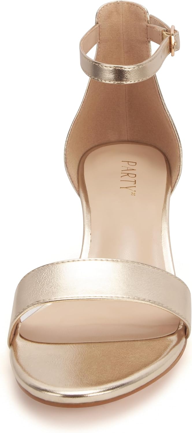 PARTY Women's Open Toe Ankle Strap Low Block Chunky Heels Sandals - Image 5