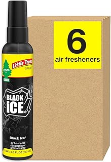 LITTLE TREES Car Air Freshener. SPRAY Provides a Long-Lasting Scent for Auto or Home. On-the-go Freshness. Black Ice, 6 Air Fresheners