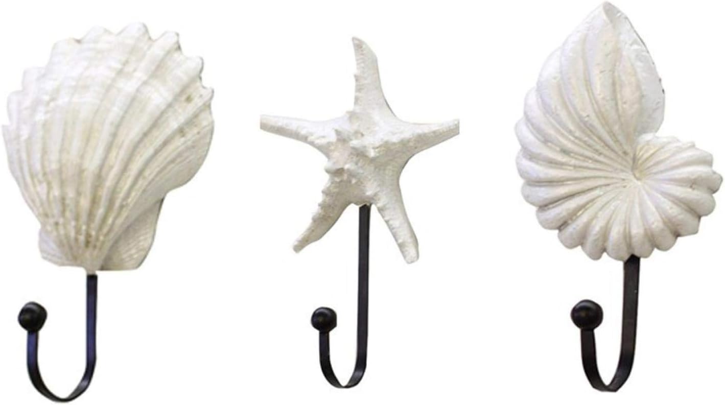 MOVKZACV Sea Shell Wall Hook Hangers, Vintage Seashell Coat Hook Hanger, 3pcs/Set Resin Hanger Decorative Hooks, Coastal Theme Beach House Decor