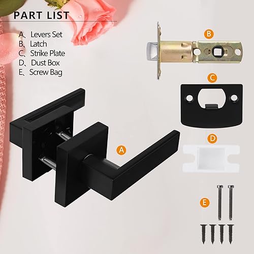 Miniatura 6 de NEWBANG Manija de palanca de puerta sólida con acabado negro mate