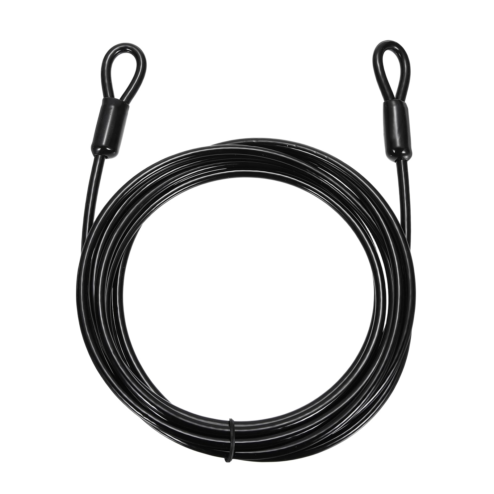 PATIKIL Security Cable Lock (5mm x 3 Meters, 9.8ft 132lb Load Capacity, Black) Vinyl Coated Stainless Steel Flexible Wire Rope Safety Cable Luggage Lock with Double Loops
