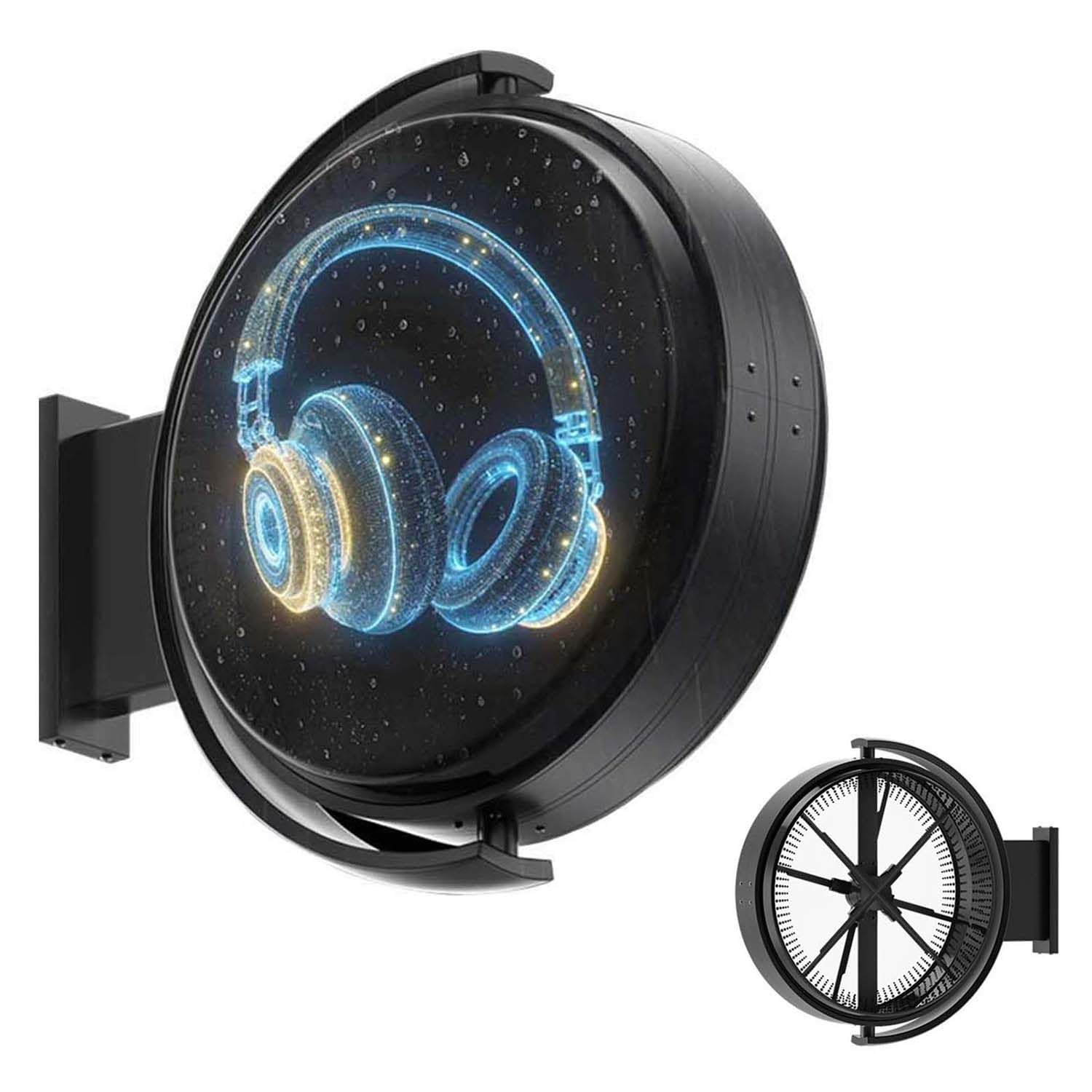KJZQXYX 360 degrees Double-Sided Holographic LED Display - water resistant Rotating Billboard for Business, Restaurant, Cafe, Salon - Wall-Mounted Advertising Sign (70CM)