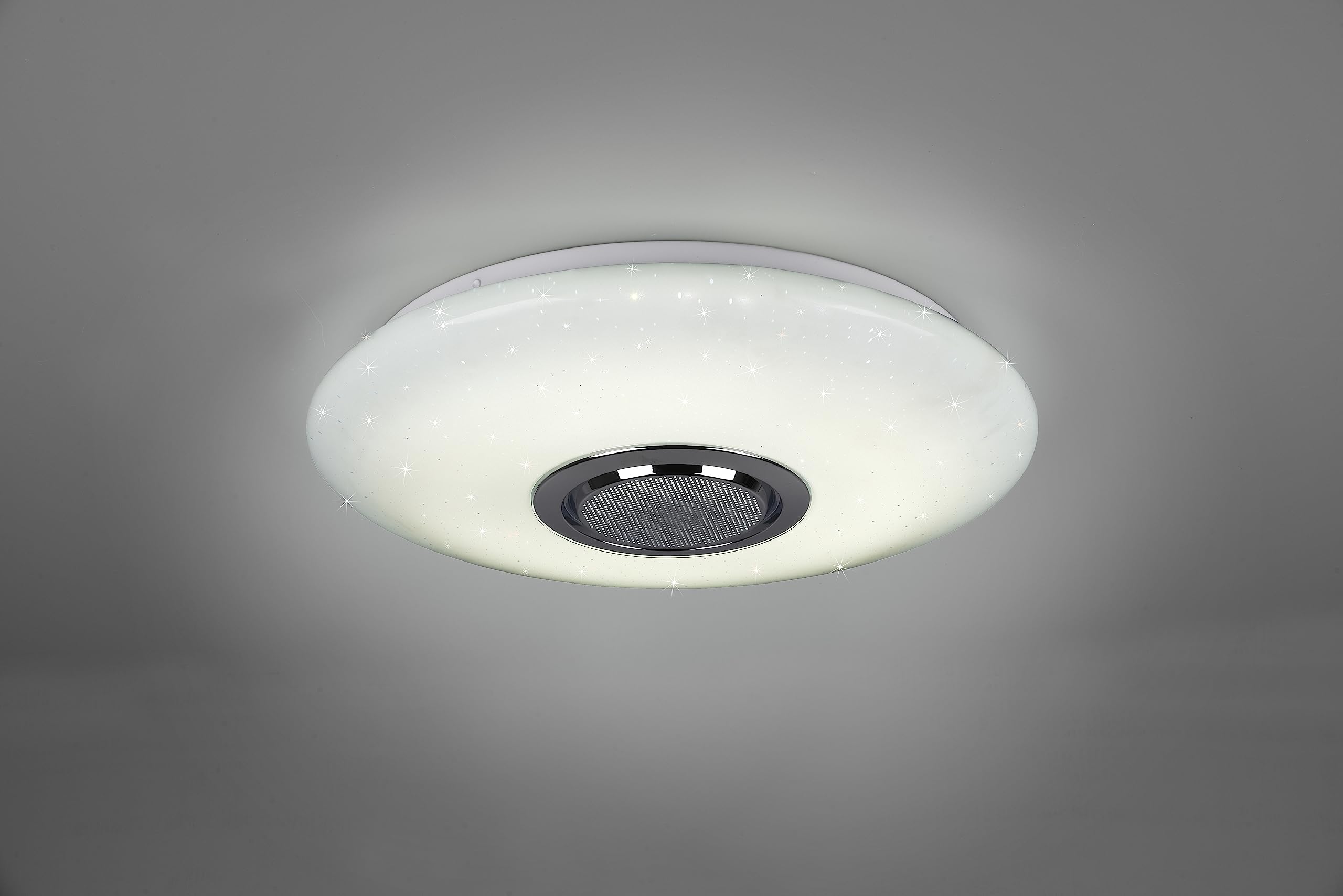 Reality, Plafoniera, Musica incl. 1 x LED,SMD,15,5 Watt,3000-6000K,1700 Lm. incl. 1 x LED,SMD,0,0 Watt, Plastica, Bianco, Finitura: Plastica, Bianco Ø:41,0cm, A:8,5cm Dimmer integrato,