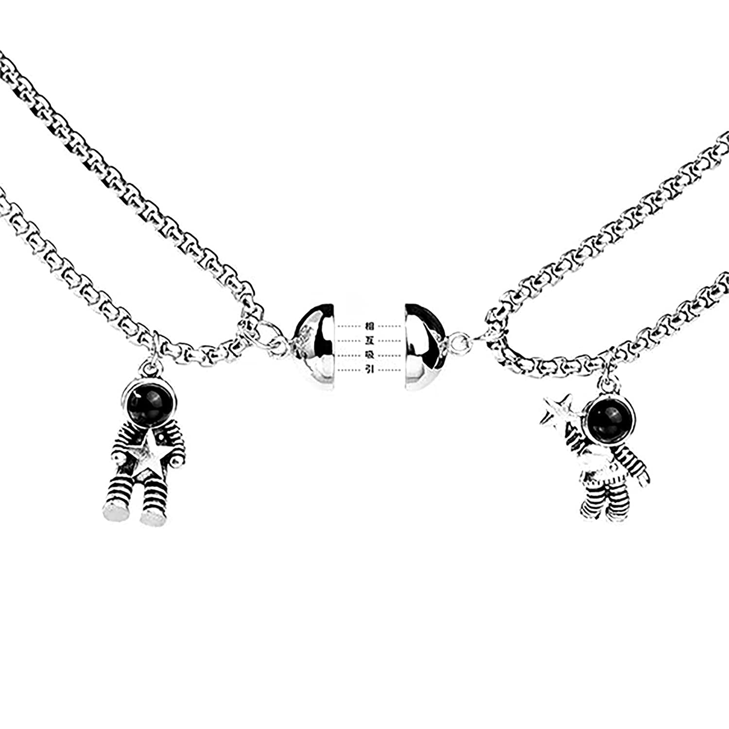 BEAUTIVIA Womens Mens Stainless Steel Mutual Attraction Magnets Couples Matching Spaceman Pendant (B09LMV7HTF) Amazon Price History, Amazon Price Tracker