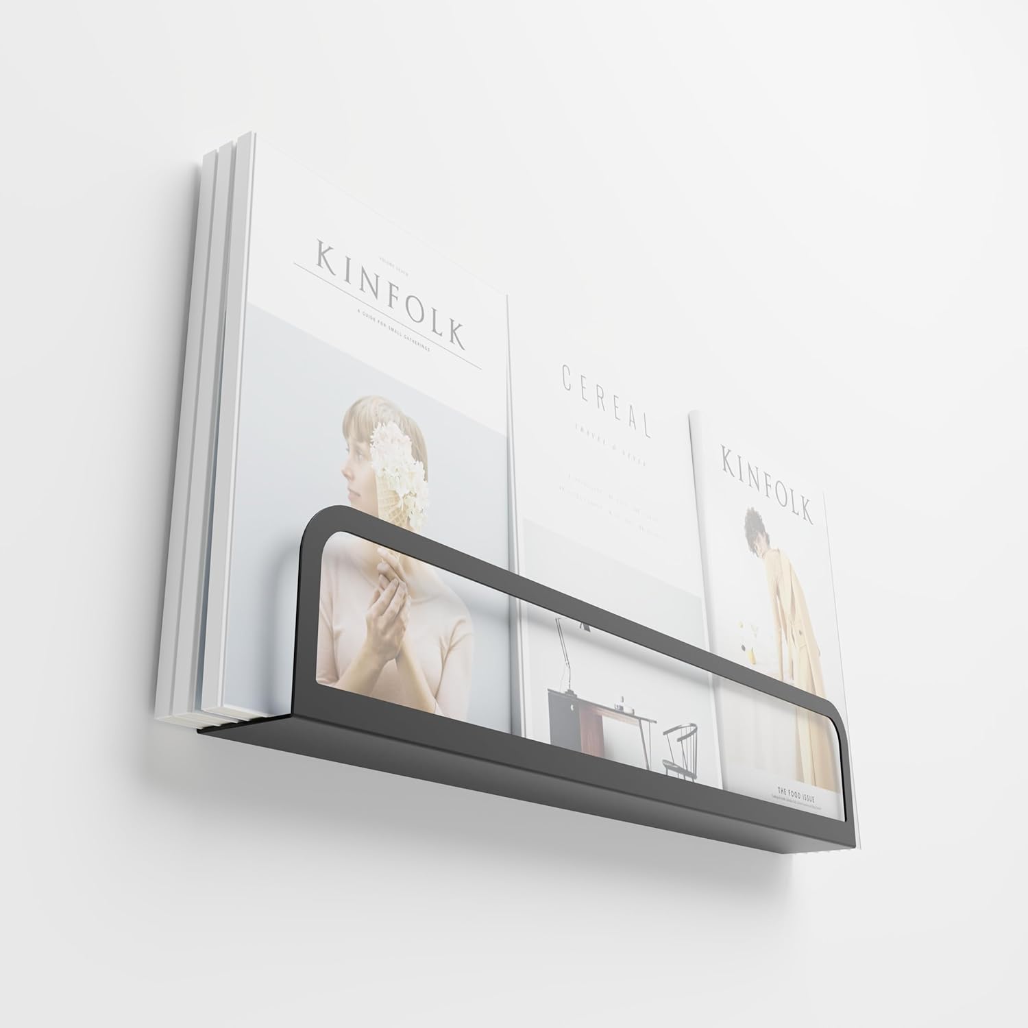 Slim Matte Black Wall Mounted Metal Magazine & Newspaper Rack Shelf – Heavy Duty Steel, Powder Coated, Book Storage, Book Shelf