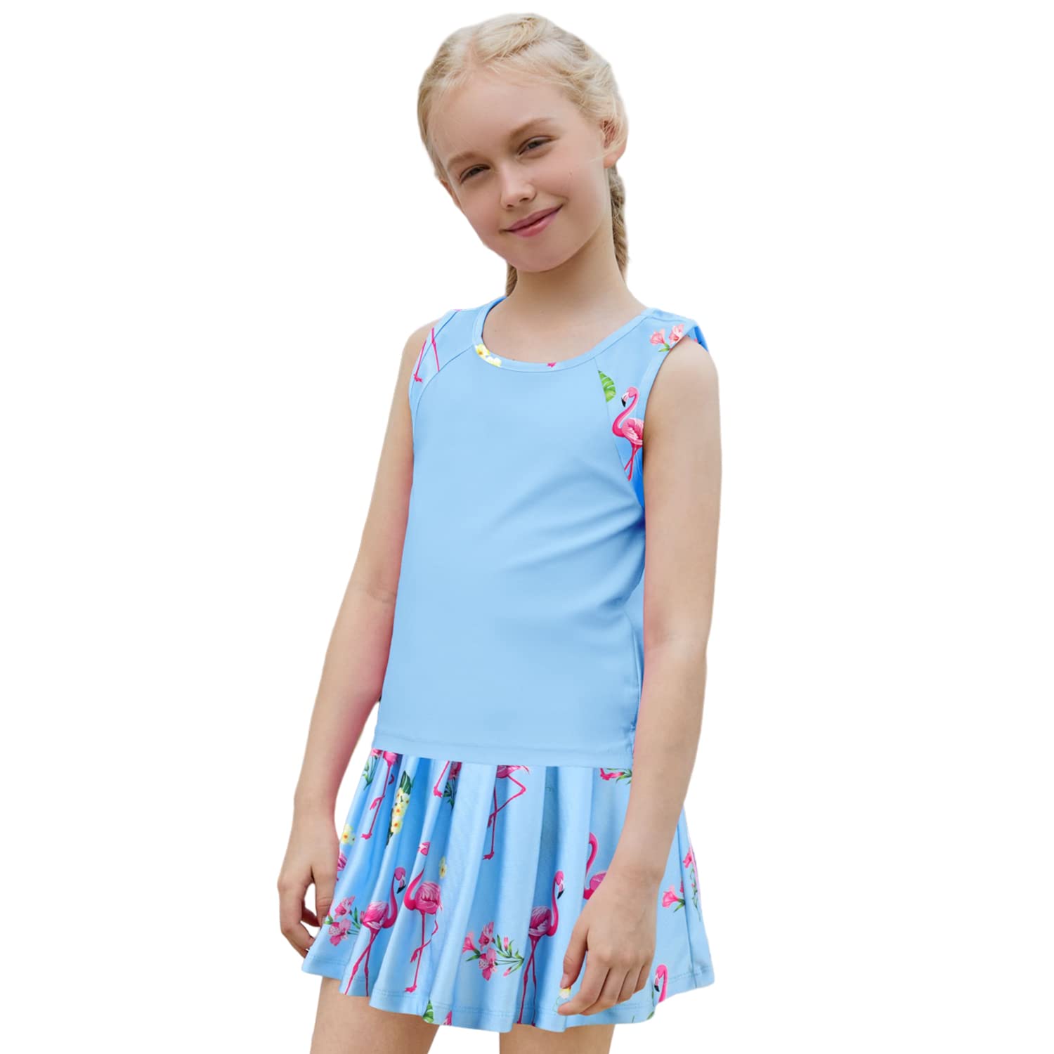 MODAFANS Girls Tennis Golf Pickball Dress Athletic Outfits Kids Tank Top and Skorts Sets