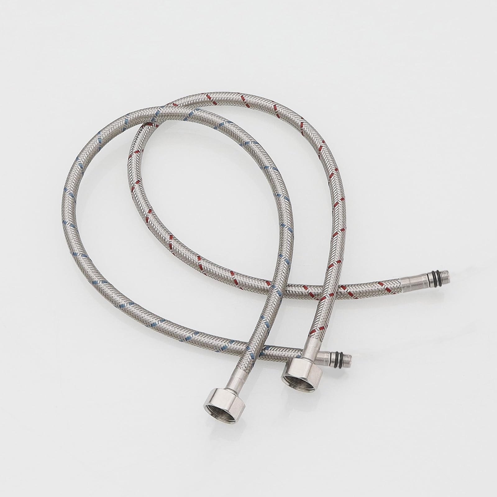 BWE 24" Length Faucet Supply Lines,1/2 -Inch Female Compression Thread x M10 Male Connector,Braided Stainless Steel Sink Hose,for Bathroom Kitchen Sink Faucet x 2 Pcs (1 Pair)