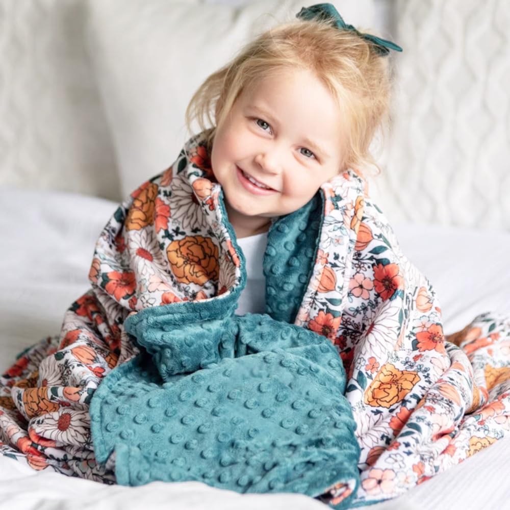Manta de cama de bebé para niñas, súper suave, de doble capa, con respaldo de puntos, manta de recepción con elegante manta con estampado floral para recién nacidos, bebés y bebés, 30 x 40 pulgadas