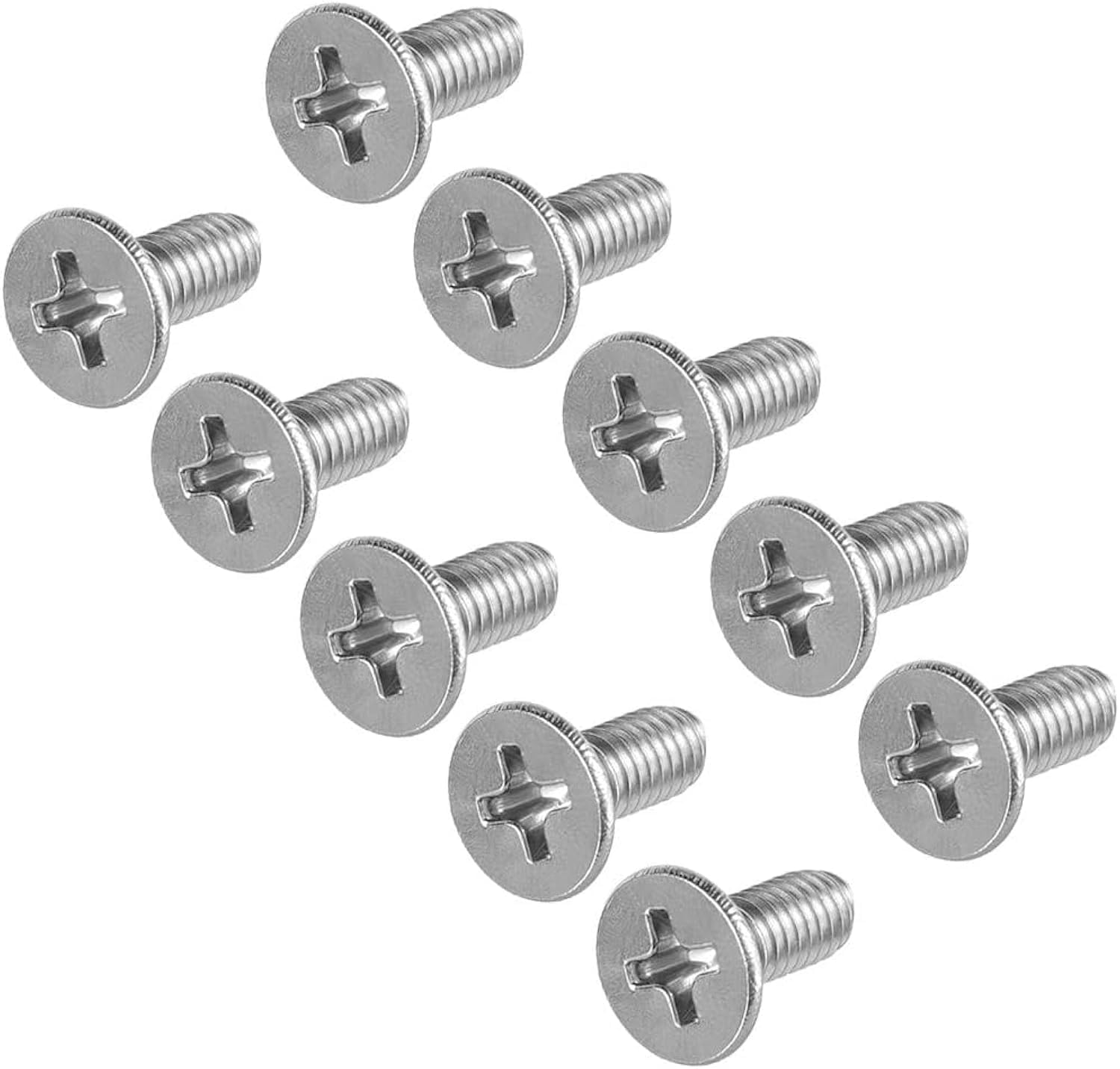 100Pcs M4x10mm Flat Head Machine Screws, Phillips Cross Screw, 304 Stainless Steel, Fasteners Bolts (M4×10mm)