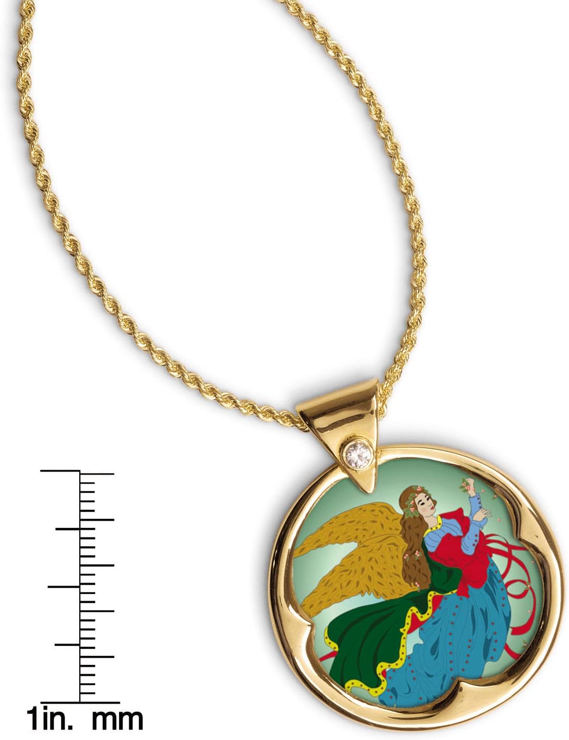American Coin Treasures JFK Half Dollar Goldstone Crystal Heavenly Angel Colorized Bale Pendant