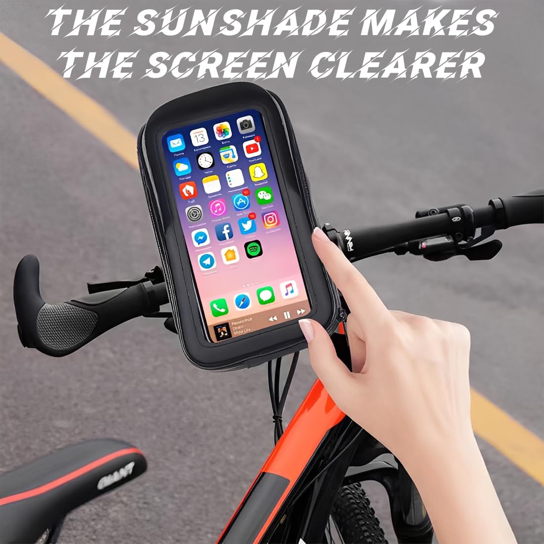 Support Téléphone Velo Etanche, Support Telephone Moto, 360° Rotation IPX6, Compatible avec VTT et Moto, Porte Téléphone Velo avec Coque Arrière Transparente, Port de Charge, pour 6.5 Pouces