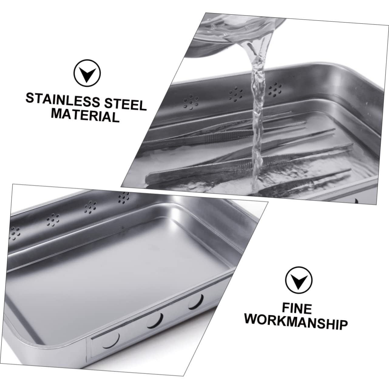 1Stück Edelstahl Desinfektionsbox mit Deckel Quadratisches Sterilisationstablett Praktische Desinfektionswanne für Zuhause Rostfreies Material Leicht und Tragbar