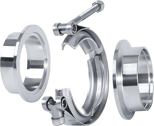 Vitonsbay Acoplamiento de abrazadera de banda en V de 1.75 pulgadas con brida macho hembra acero inoxidable (1 unids)