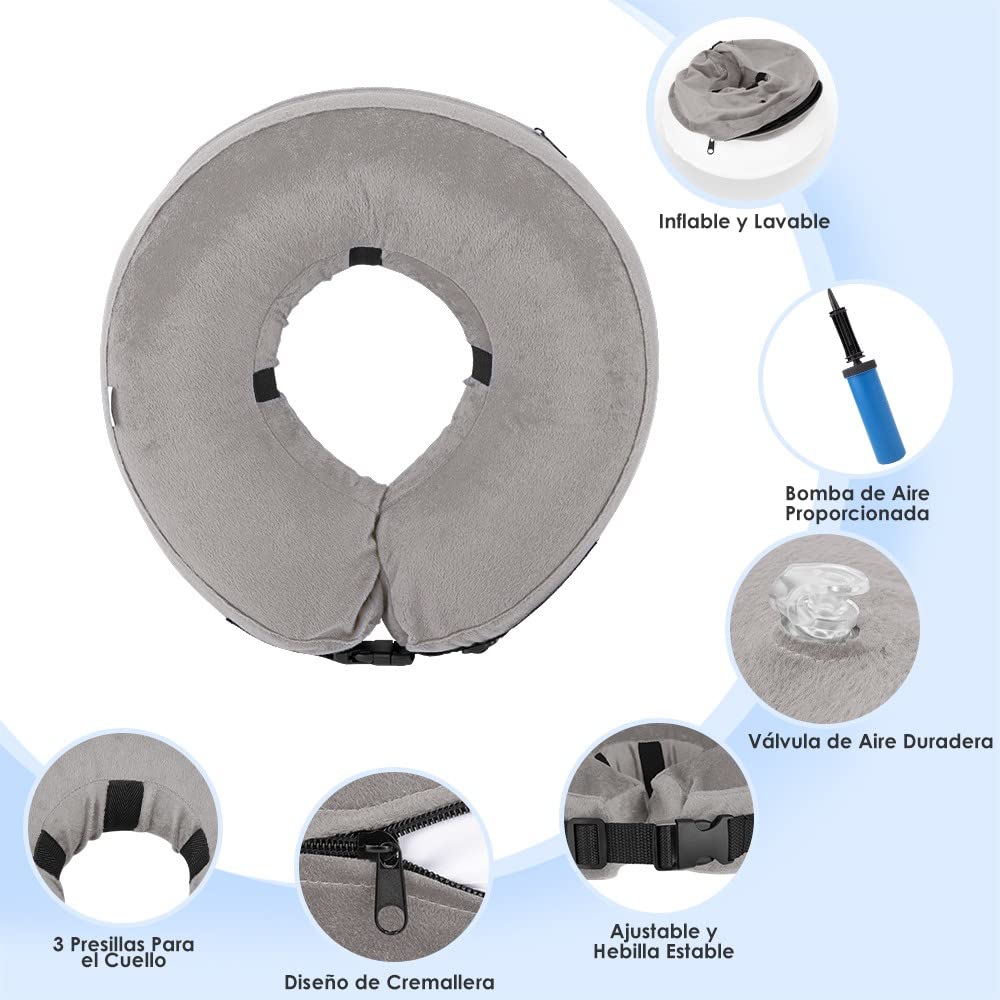 Nasjac Collar de recuperación Inflable para Perros, Collar Inflable para Perros de recuperación de Mascotas Suave con Hebilla Ajustable