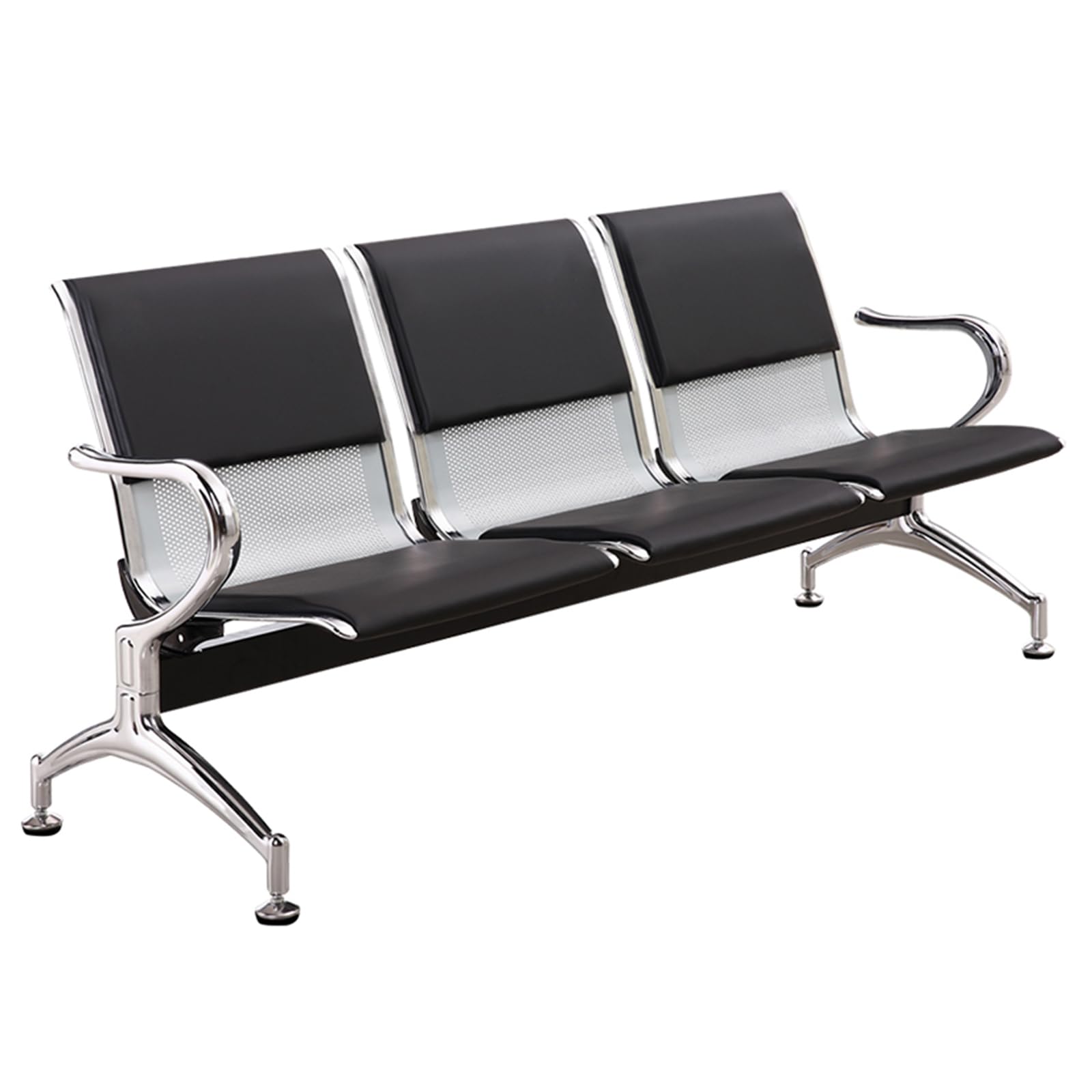 SnamicE Waiting Room Chairs Leather Airport Reception Chairs with Arms 2-3 Seat Office Guest Chair Waiting Room Bench for Office Airport Bank, Steel,2,Seat,3