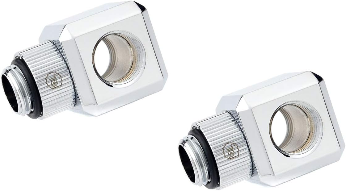 G1/4" T-Block Fitting, Rotary, Glorious Silver, 2-pack