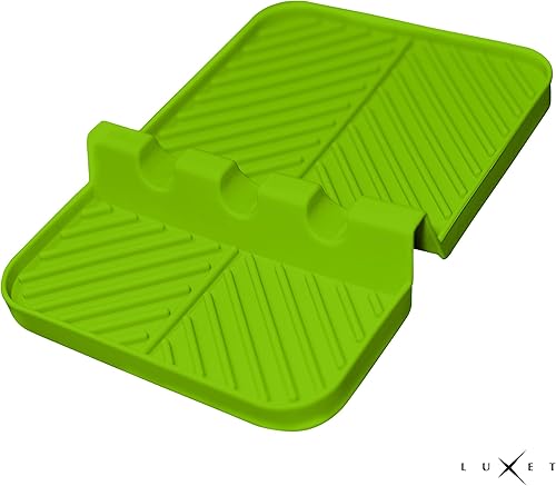 Miniatura 2 de Luxet Soporte de cuchara actualizado para encimera de cocina, soporte de utensilios de silicona resistente al calor para encimera con almohadilla de
