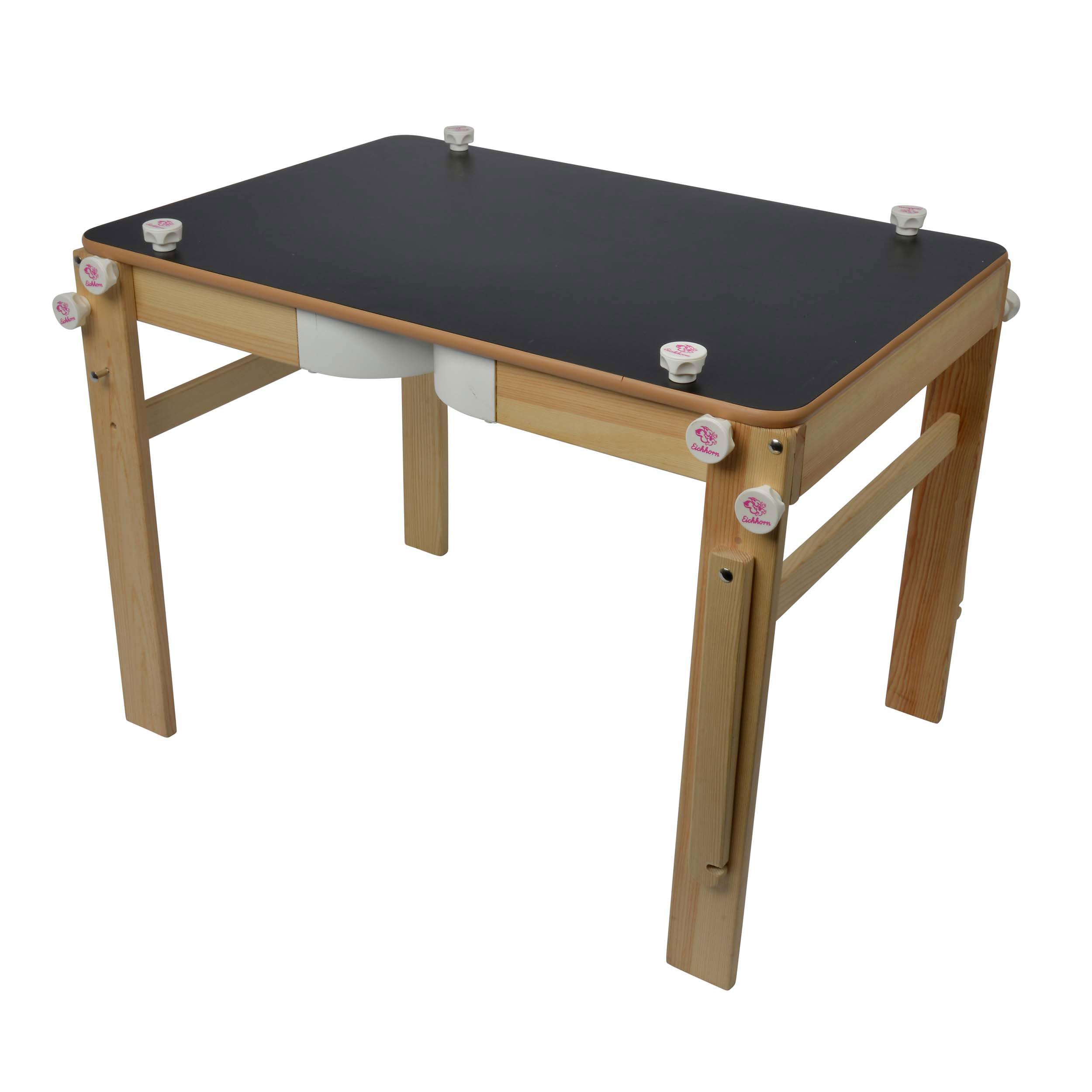 Eichhorn 100002573 - Maltafel für Kreide, Folienstift und Schreibtisch, 2 in 1, Umbaubar, Holztafel 52x50,5x128,5cm / Holztisch 48x70x51,5cm, Kiefernholz