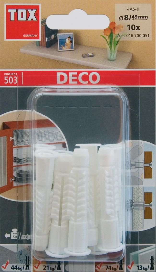 TOX 016101231 uniwersalne kołki rozporowe, Deco + śruba, 6/28, KT zawartość: 100 sztuk, 4