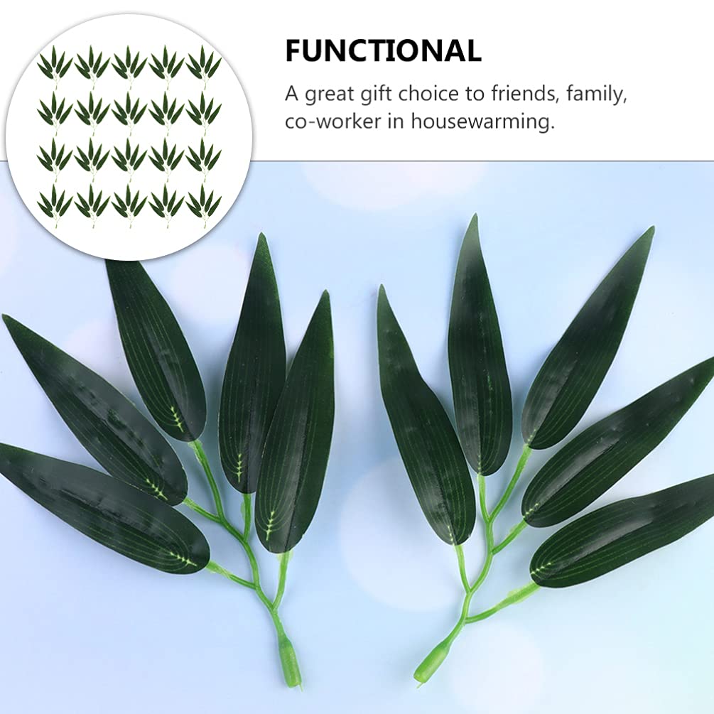 EXCEART 100pcs small bamboo leaves greenery leaves decor fake bamboo leaves vine decor wedding decor faux green plant leaf model train artificial greenery vine Sizhu shrub office plastic