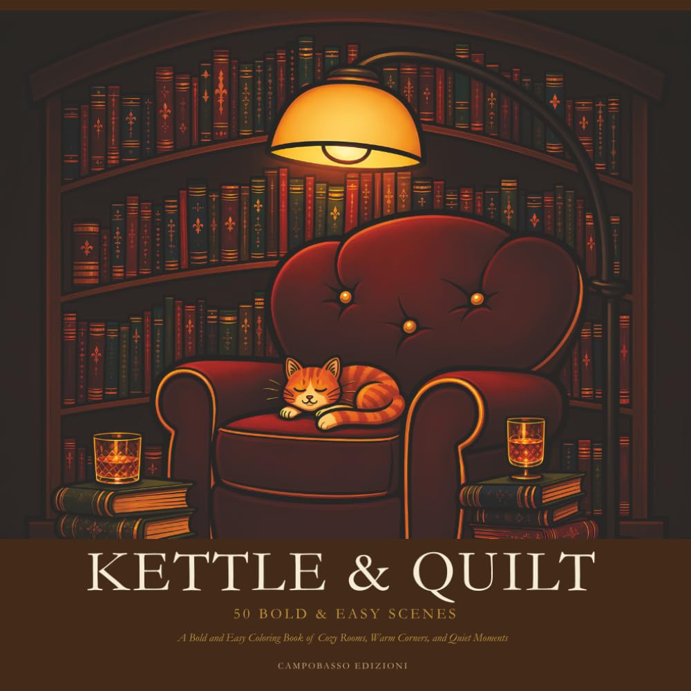 Kettle & Quilt: A Bold and Easy Coloring Book of Cozy Rooms, Warm Corners, and Quiet Moments