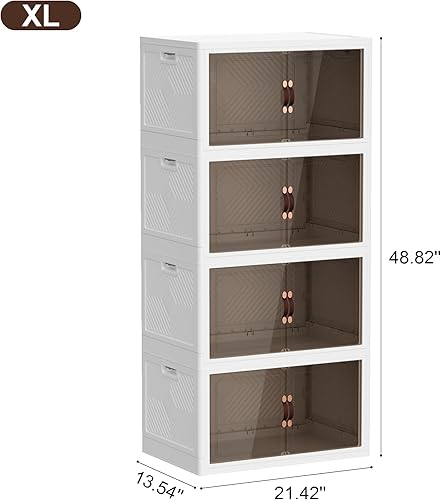 Miniatura 4 de JOYMOOP Organizador de contenedores plegables de almacenamiento, caja de almacenamiento plegable con ruedas y puerta, contenedor de almacenamiento