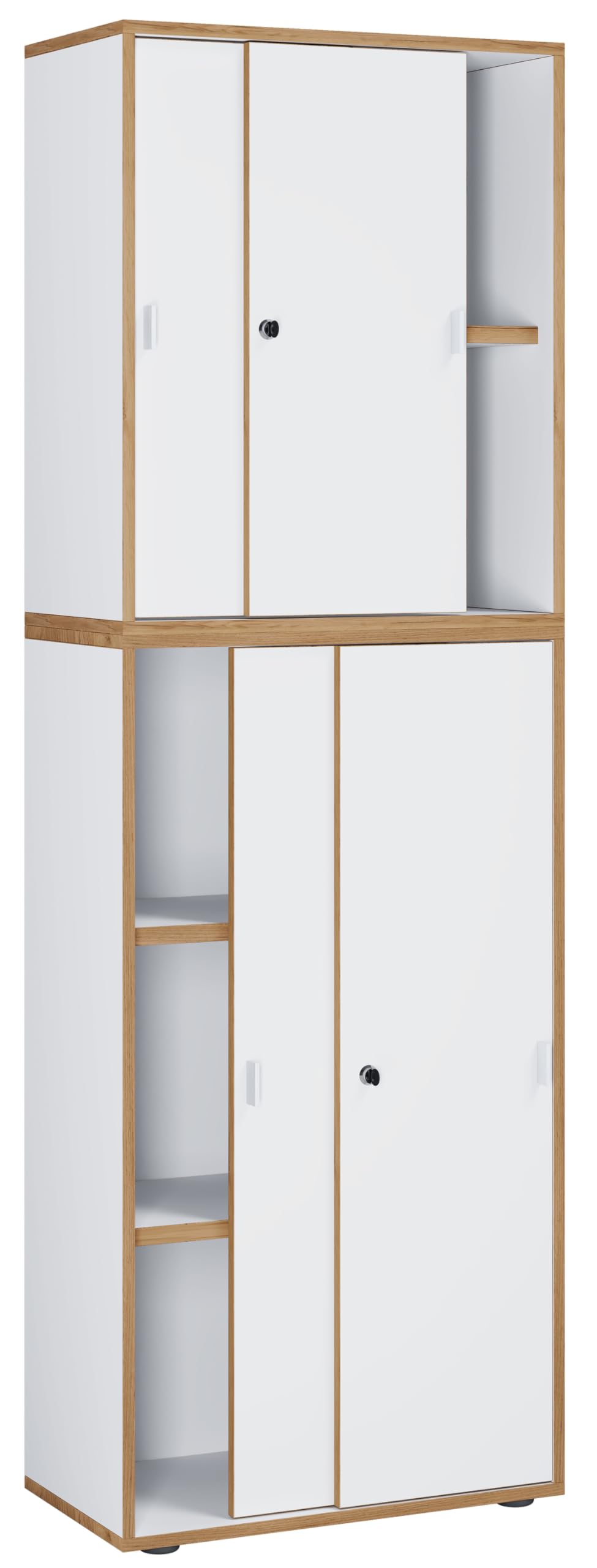 VCM Holz Büroschrank Ordner Aktenschrank Büromöbel Schrank Salia 5-Fach Breite 60 cm Schiebetüren