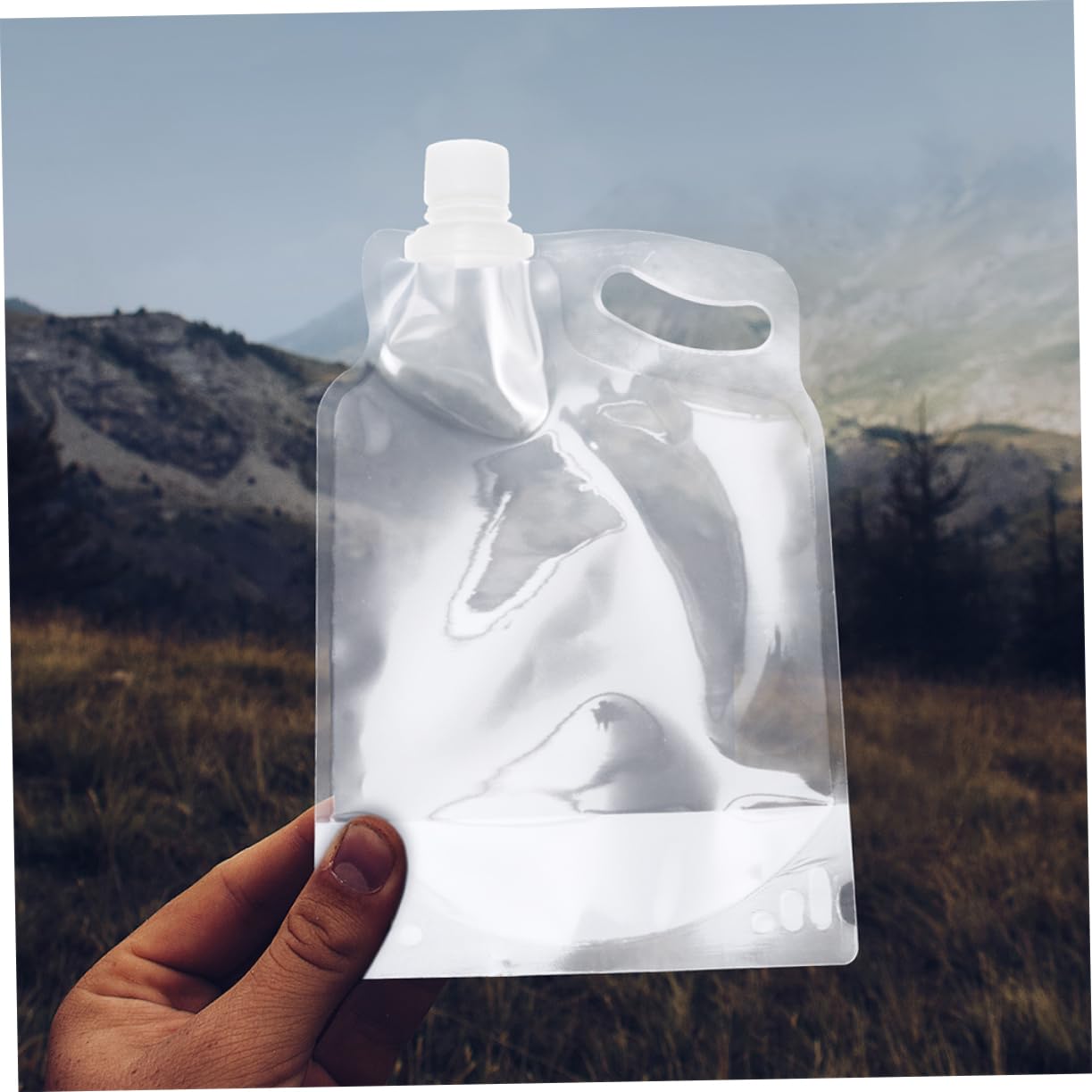 VICASKY 4Pcs Portable Water Bags Foldable Transparent Water Pouches for Outdoor Camping Hiking Travel Lightweight and Easy to Carry for Water Storage and Hydration