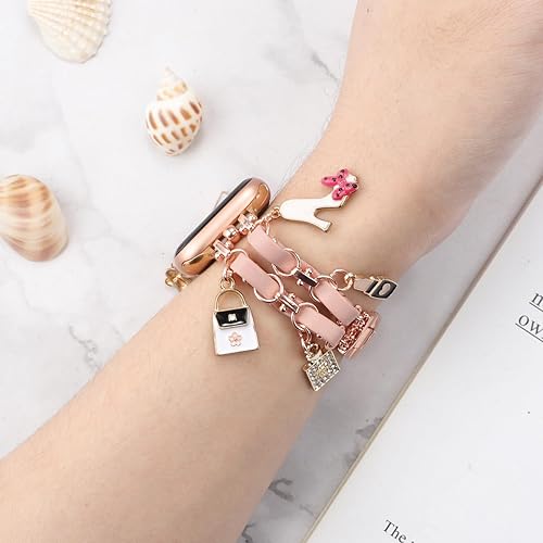 Miniatura 5 de REALSIGN Elegante pulsera compatible con Apple Watch Band de 1.496 in, 1.575 in, 1.614 in, 1.654 in, 1.732 in, 1.772 in, bonita correa con dije de