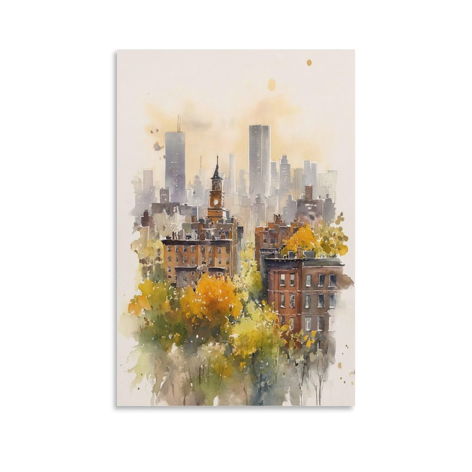 Xwymxz Unframe-Style Toronto Watercolor 20X30inch(50X75cm) Vintage Travel Poster Watercolor Canvas Art
