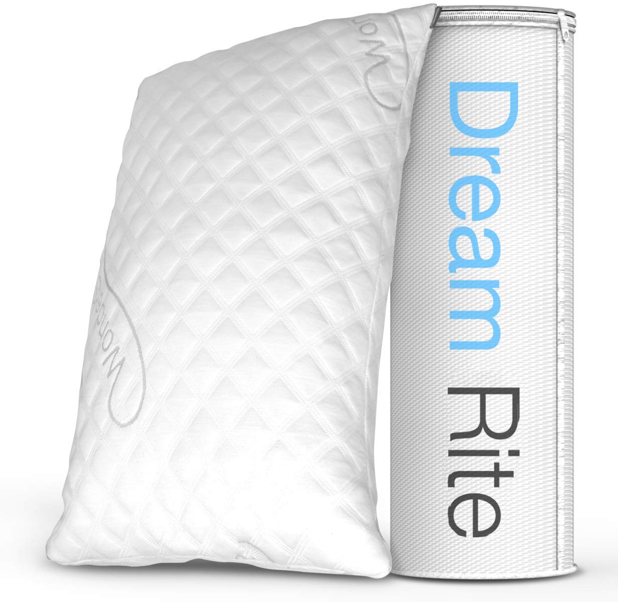 Dream Rite Shredded Hypoallergenic Memory Foam Pillow WonderSleep Series Luxury Adjustable Loft Home Pillow Hotel Collection Grade Washable Removable Cooling Bamboo Derived Rayon Cover- Queen 1 Pack