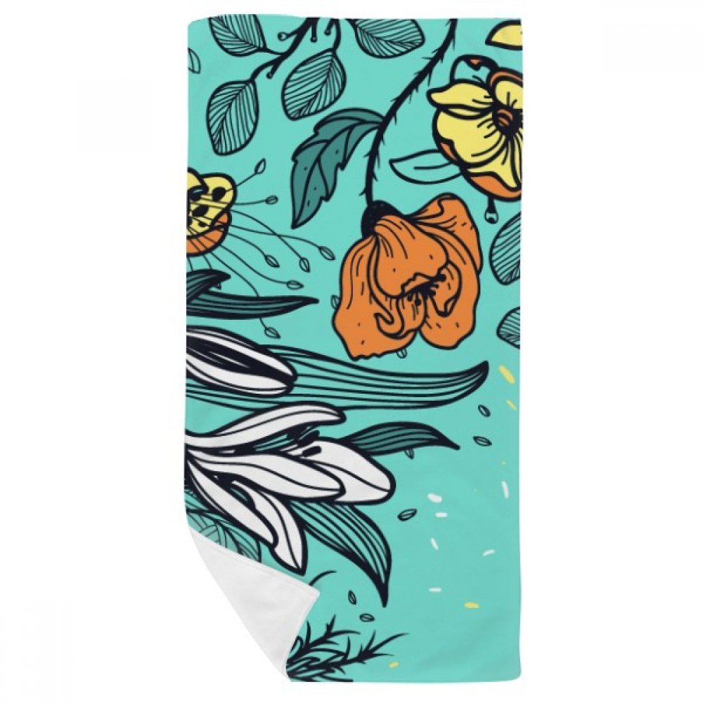 Serviette de bain DIYthinker Lily Camélia motif art moderne multicolore 35x70cm