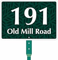 Vista 13 de SmartSign Letrero personalizado de dirección de casa de 7 x 10 pulgadas con estaca de 18 pulgadas (diseño festoneado), aluminio reflectante a prueba