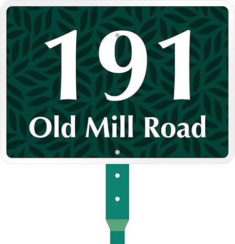 Miniatura 13 de SmartSign Letrero personalizado de dirección de casa de 7 x 10 pulgadas con estaca de 18 pulgadas (diseño festoneado), aluminio reflectante a prueba