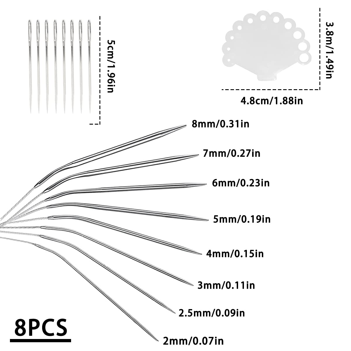 Set 15 Ferri Circolari In Acciaio Inox - 21cm, Misure 2mm-4mm Per Lavorare A Maglia