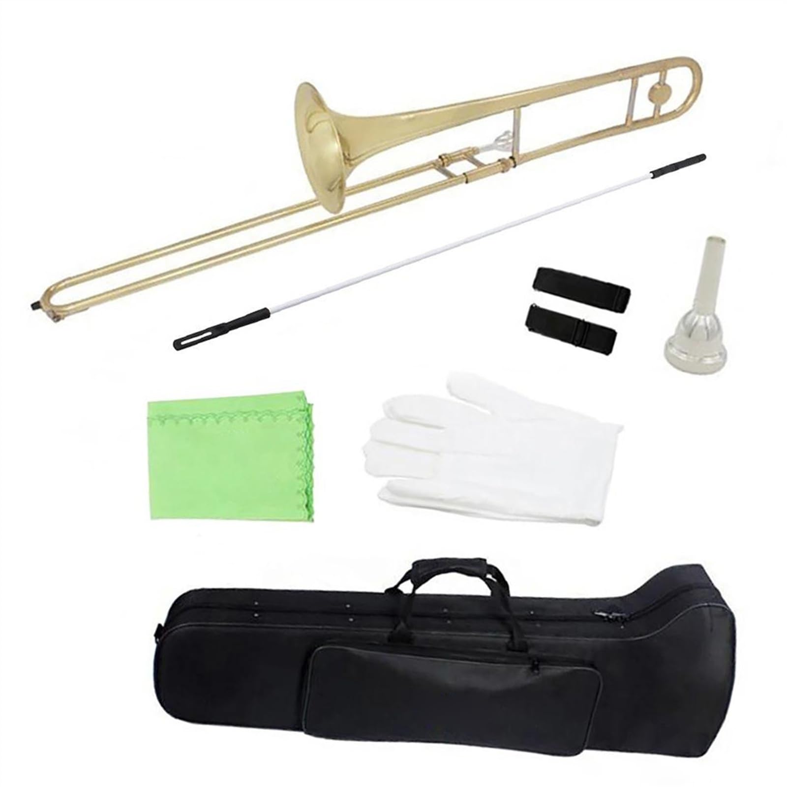 Trombone Alto En Laiton Laqué Doré, Ton Bb, Avec Boîte Et Accessoires Trombon e pour Débutants