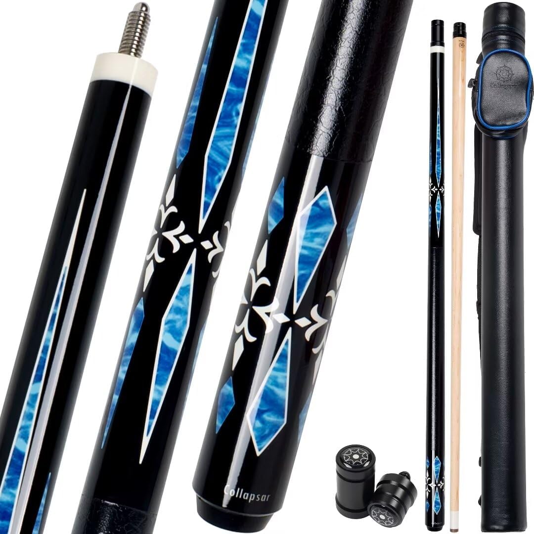 Collapsar CA Pool Stick with 1X1 Hard Case,58" Maple Professional Billiard Cue Stick,19-21 oz Pool Cue Set