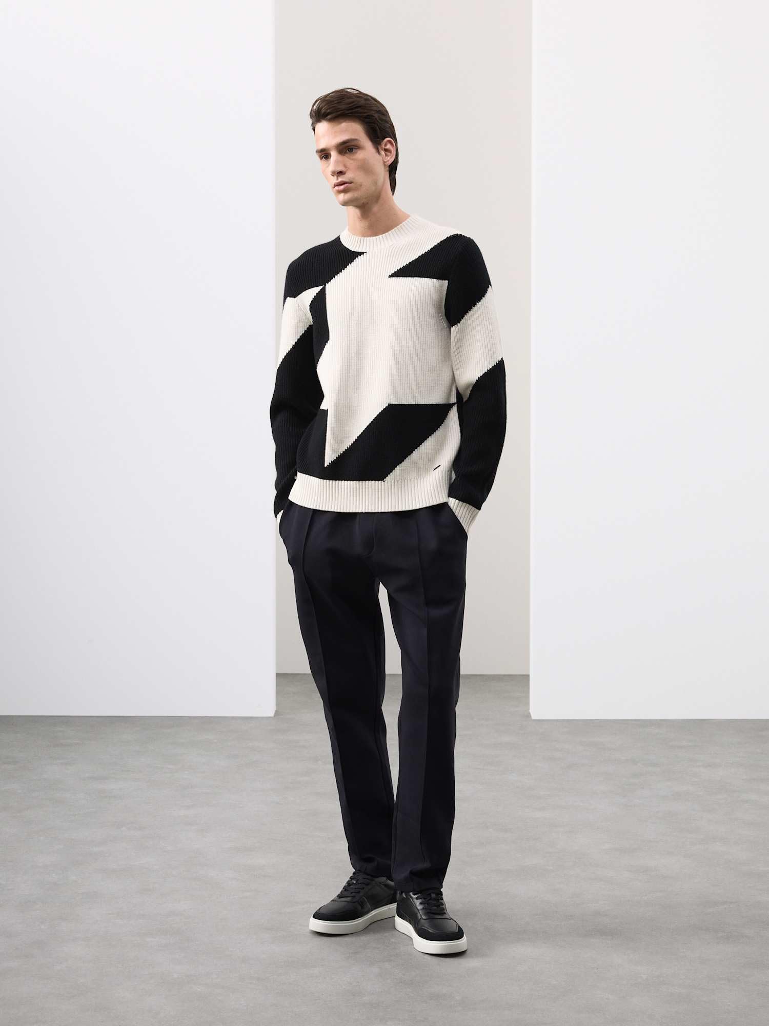 Marks & Spencer Joggers a Gamba Dritta in Cotton Rich con Pieghe Cucite