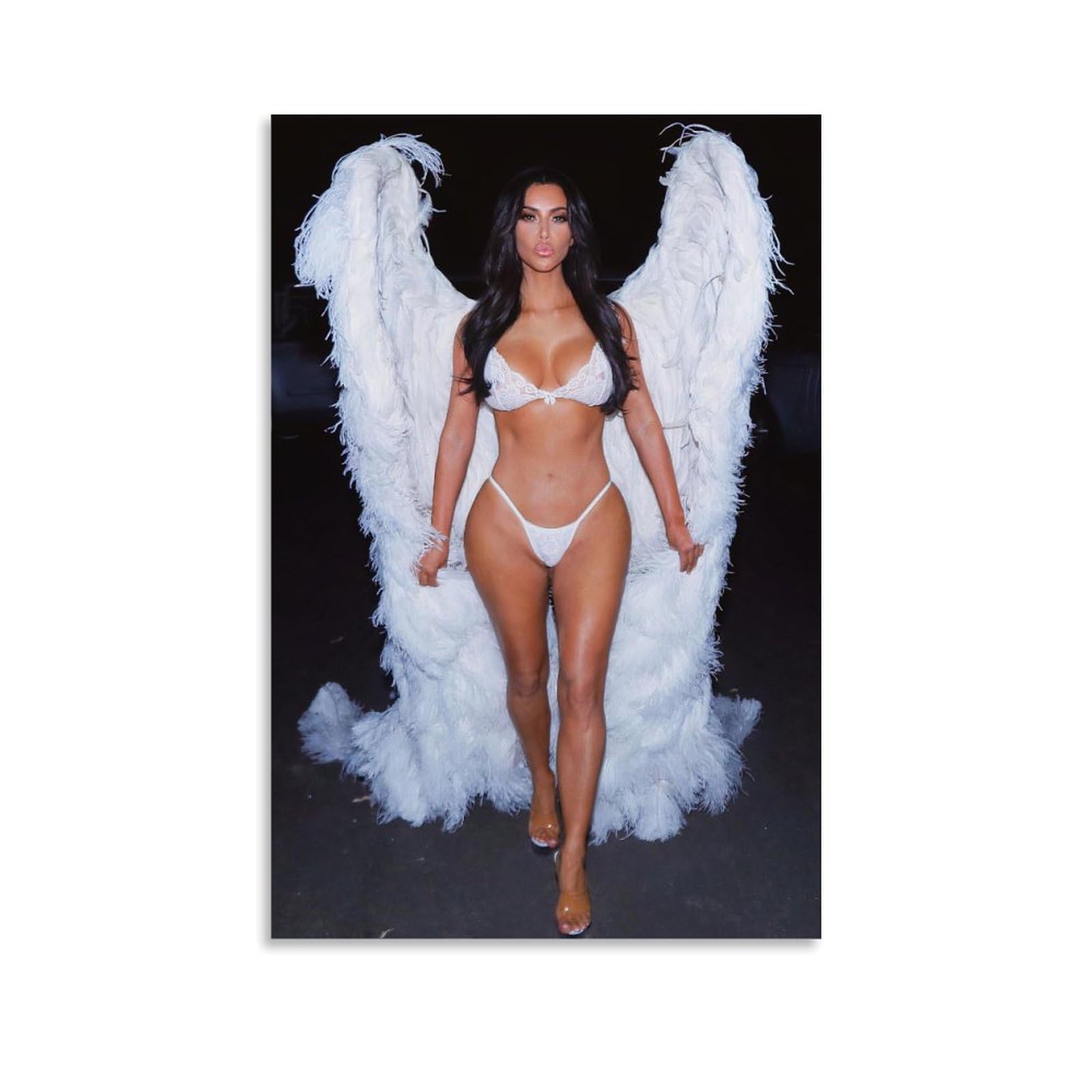 GOORALGOORAL Kim Kardashian Hot Sexy Wing Posters Decorative Painting Canvas Wall Art Living Rooms Bedroom Painting 12x18inch(30x45cm)