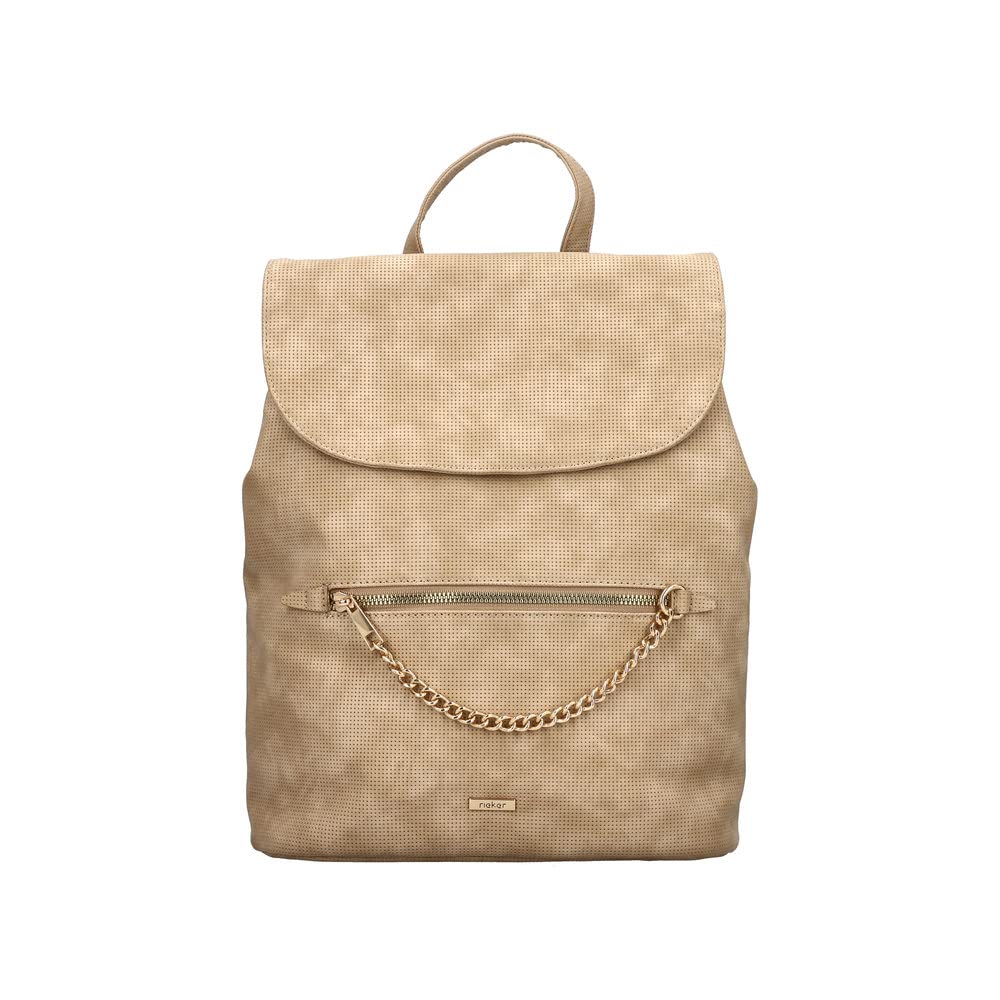Rieker H1603 Women's Backpack Flap Decorative Chain City Backpack, beige, S